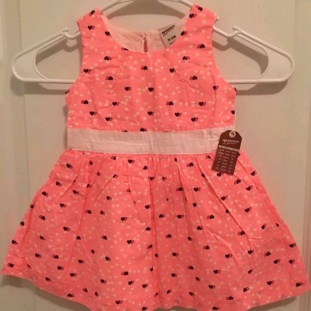 Girls Arizona Neon Pink Hearts Dress 12-18 months